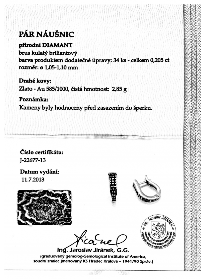 Náušnice AU 585/1000 prírodný Diamant 2,85gr OPTIMA DIAMANT JO2267704