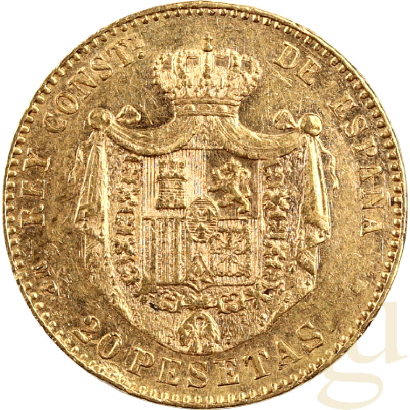 20 Pesetas zlatá mince Spanien Alfonso XIII 1887 (1962)