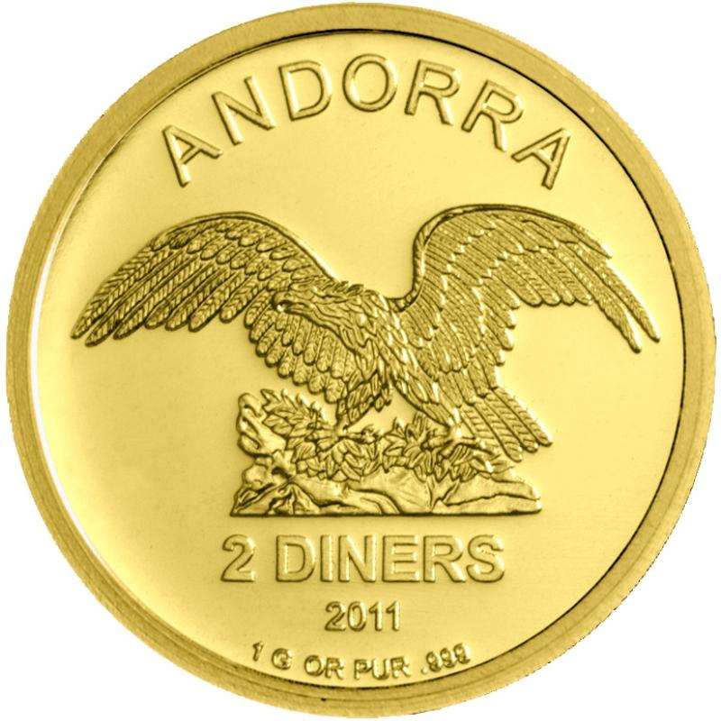 1 gramů zlatá mince Eagle Andorra