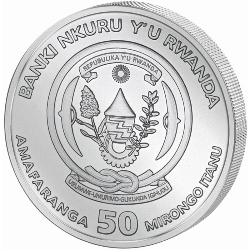 1 unce stříbrná mince Rwanda Nautical Serie - HMS Endeavour 2018 - leštěná deska