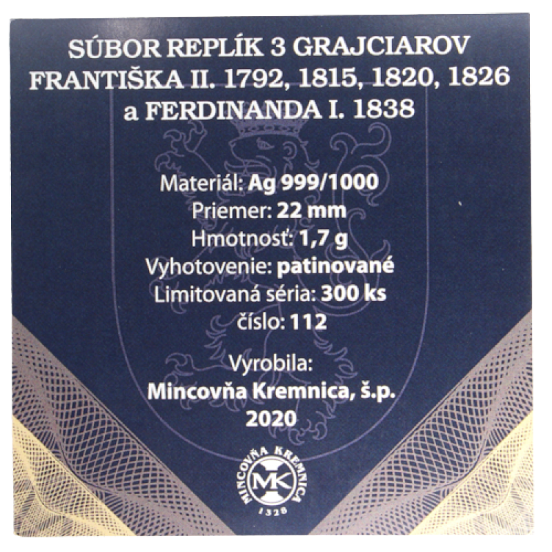 2020- Repliky krejcarů Františka II. a Ferdinanda I.