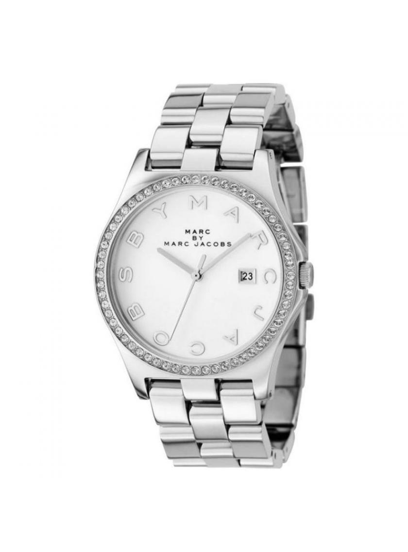 Marc Jacobs Henry Diamonds White Dial Silver Steel Strap Watch for Women - MBM3044