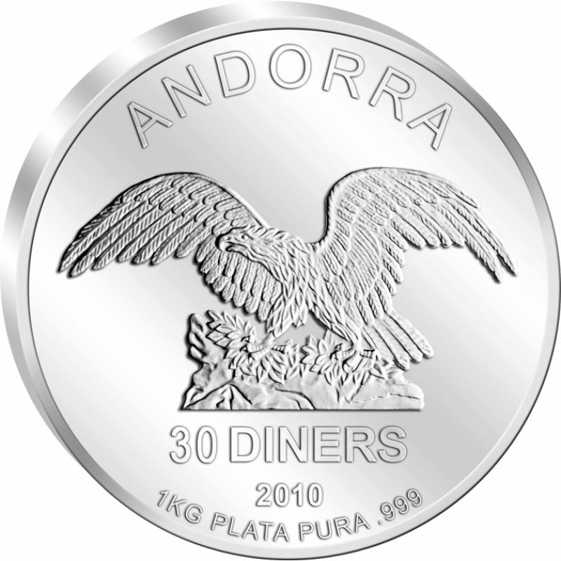 1 kilogram stříbrná mince Andorra Eagle 2010