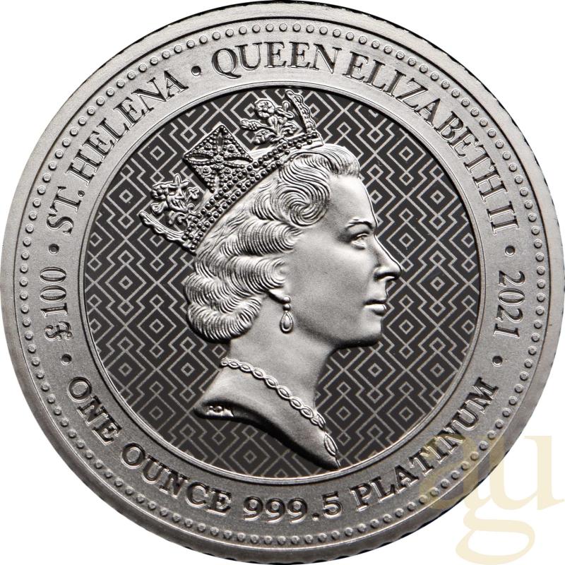 1 unce platinová mince St. Helena - The Queen´s Virtues - Victory 2021