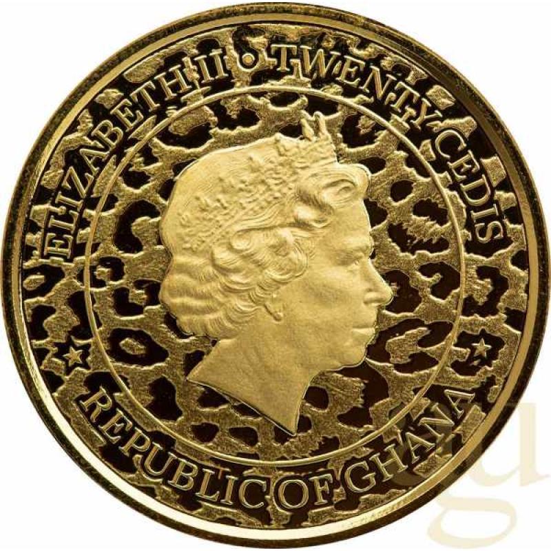 1 Unze Goldmünze Afrika Ghana Leopard 2022 - polierte Platte