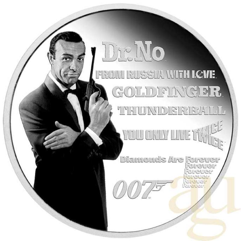 1 unce stříbrná mince Tuvalu - Legacy Serie - James Bond 007 - Sean Connery - coloriert - proof 2021