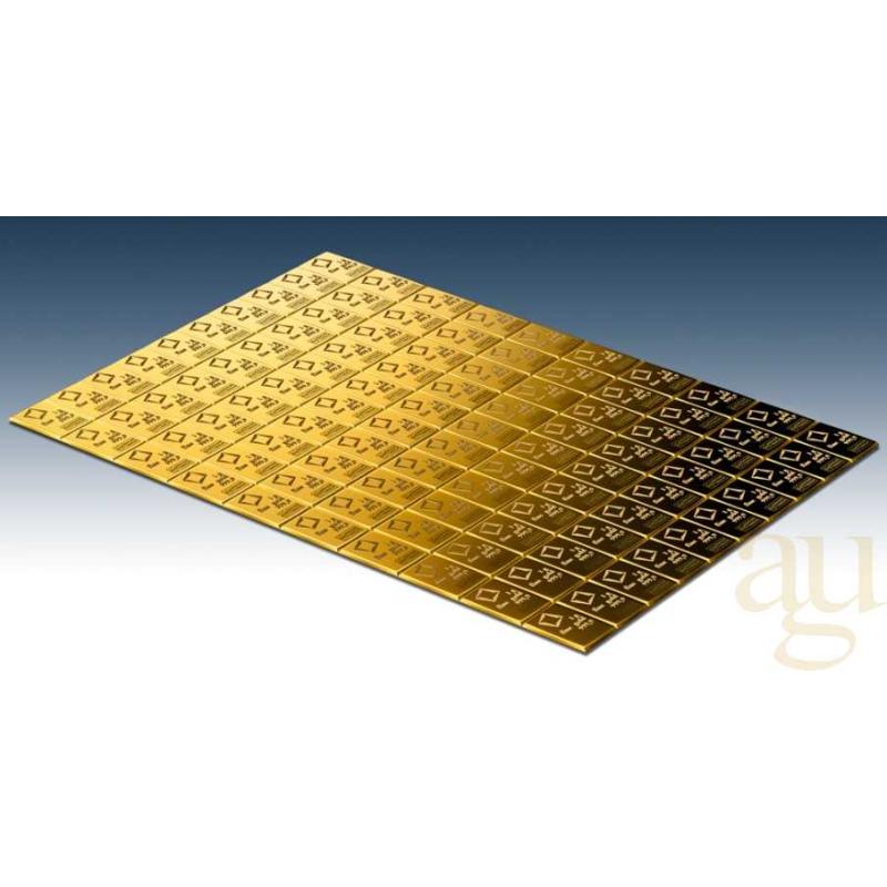 100 x 1g Gold Combibarren / Goldtafel / Tafelbarren