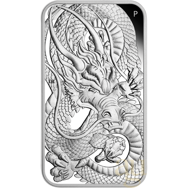 1 unce stříbrná mince Perth Mint Rectangular Dragon 2021 - leštěná deska