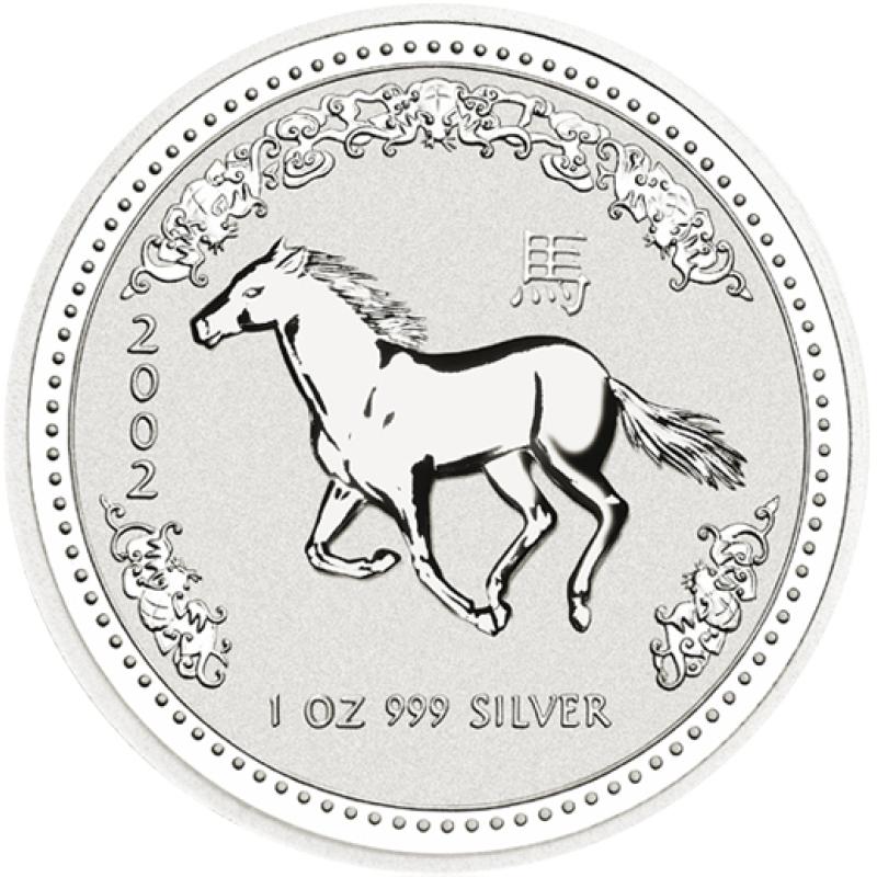 10 uncí stříbrná mince Austrálie Lunar I kůň 2002