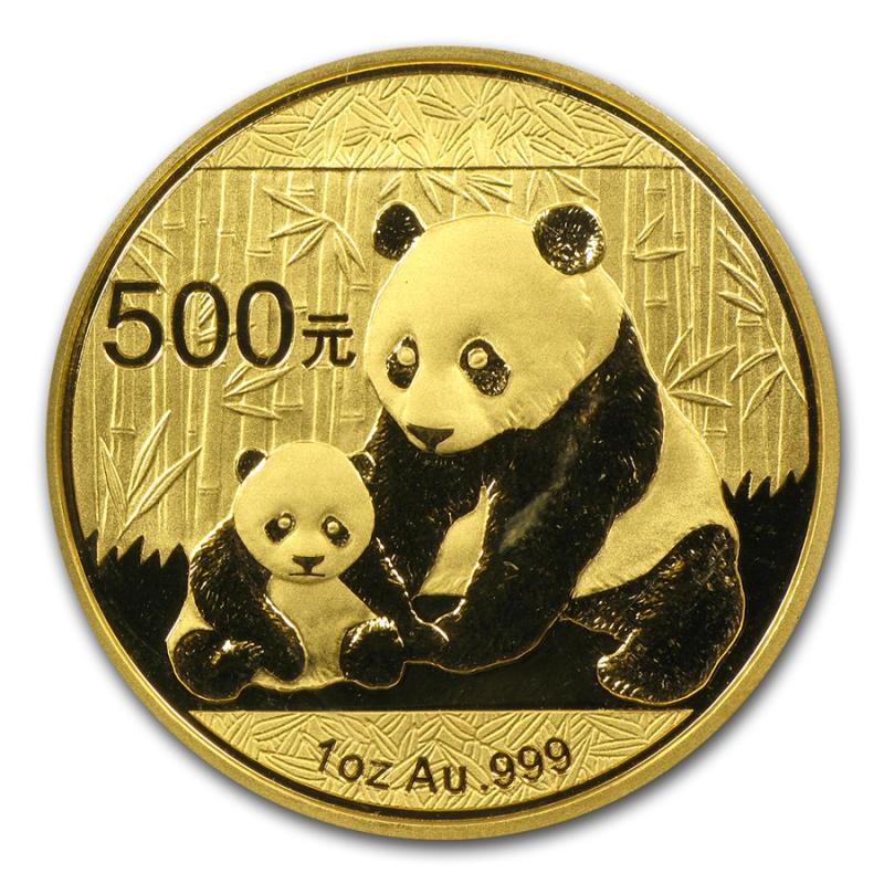 1/10 uncí zlatá mince China Panda 2012