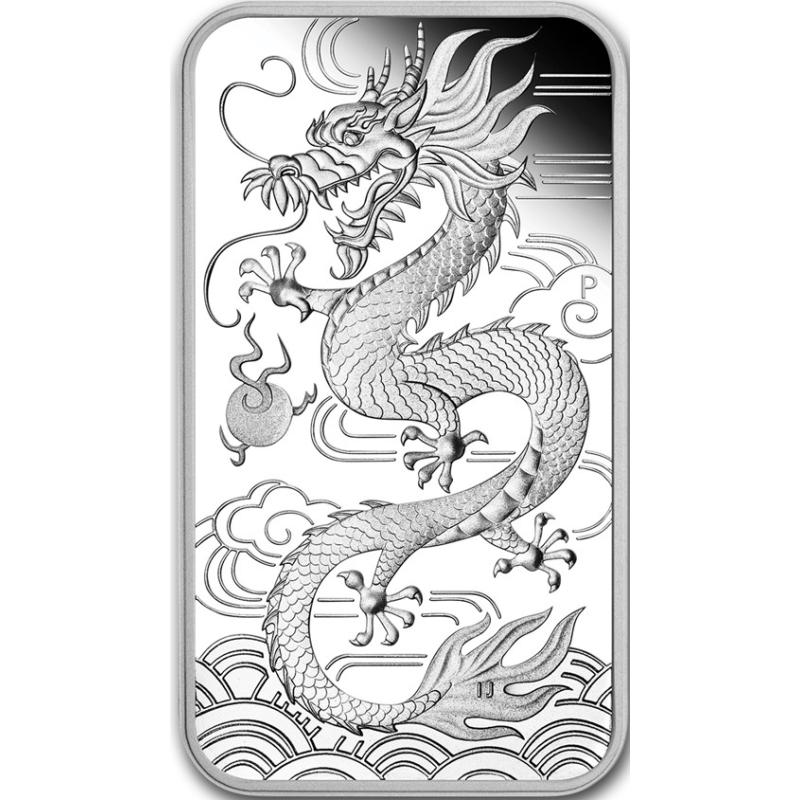 1 unce stříbrná mince Perth Mint Rectangular Dragon 2018 - leštěná deska