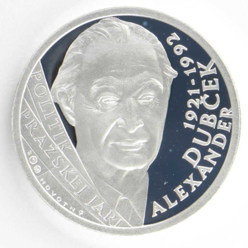 Stříbrná sběratelská euromince Nezrealizovatelné motivy 10 eur Alexander Dubček 100. výročí narození PROOF