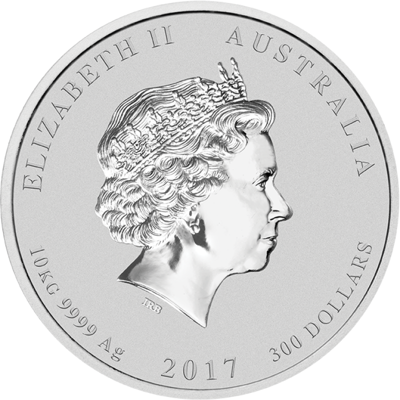10 kilogram stříbrná mince Austrálie Lunar II kohout 2017