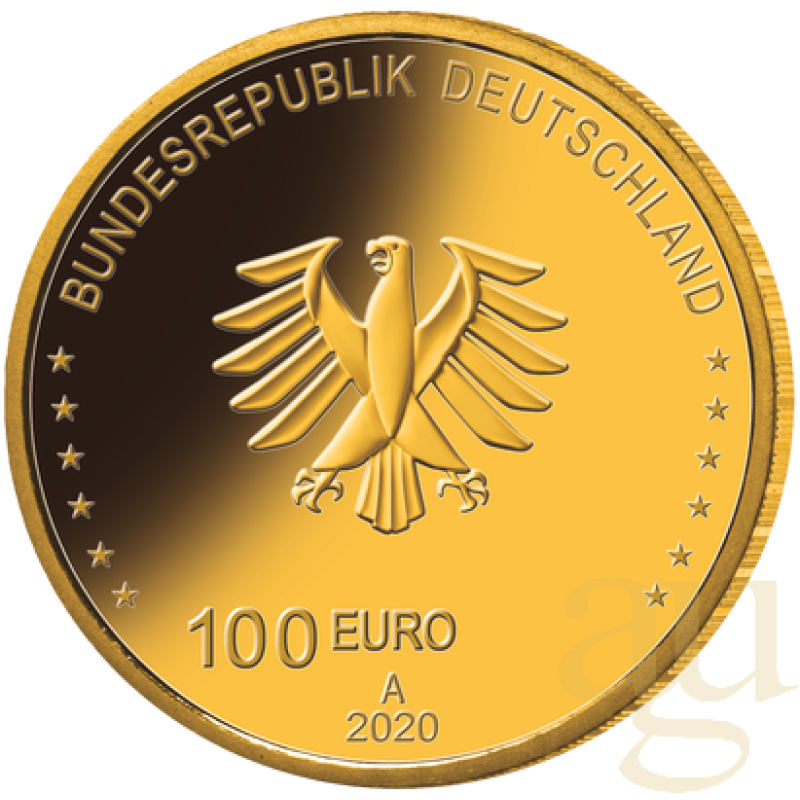 1/2 unce zlatá mince - Säulen der Demokratie - 100 Euro Einigkeit 2020 (J)