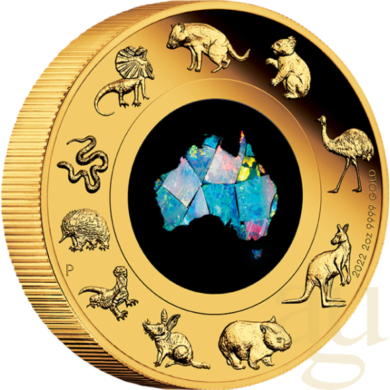 2 Unzen Goldmünze Australien Opal Great Southern Land 2022 proof