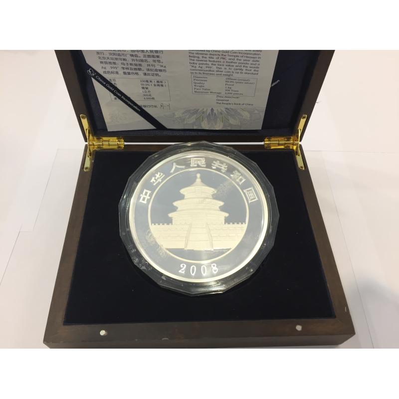 1 kilogram stříbrná mince China Panda 2008 proof