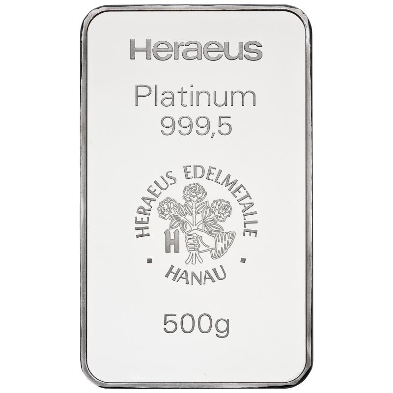 500 gramů platinový slitek Heraeus