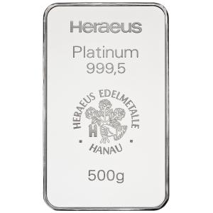 500 gramů platinový slitek Heraeus