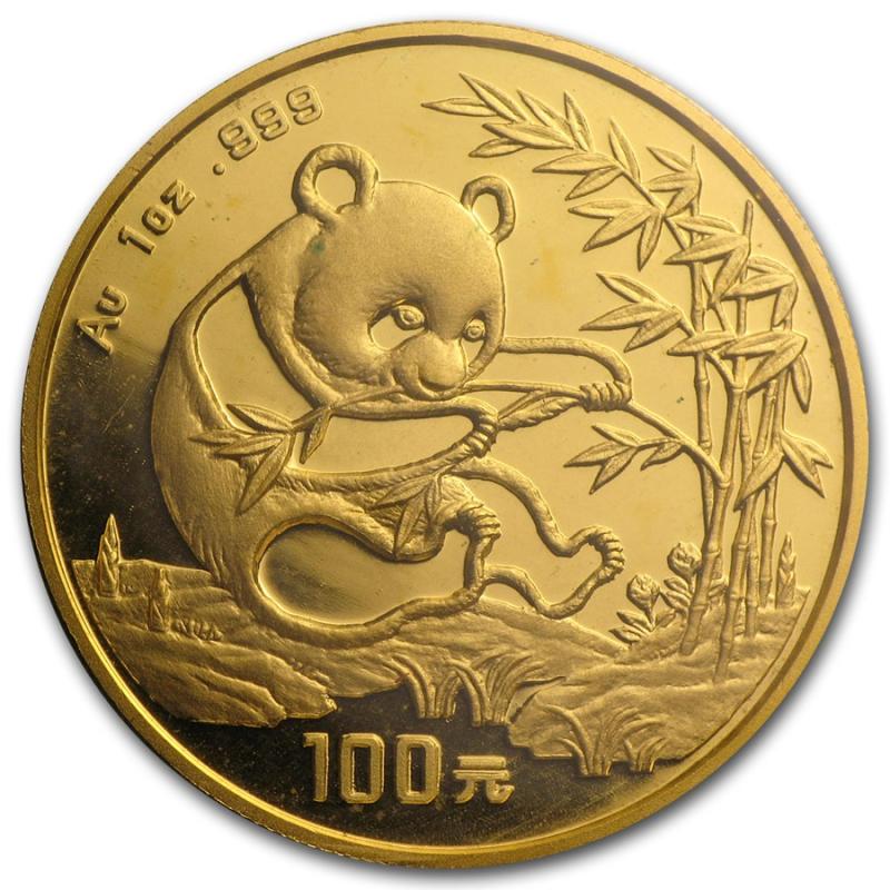 1/10 uncí zlatá mince China Panda 1994