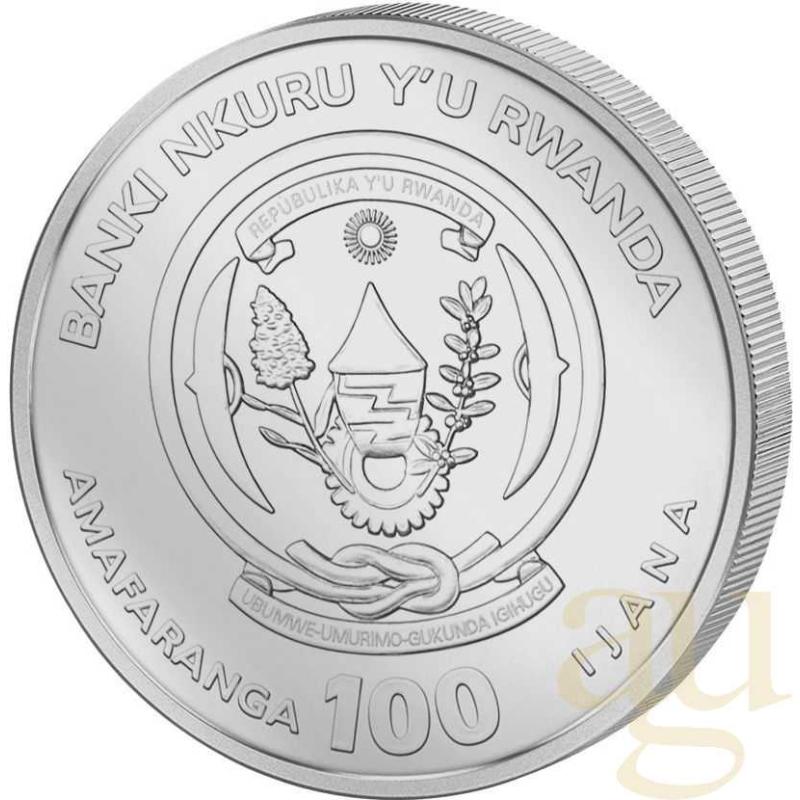 1 unce platinová mince Rwanda Lunar tygr 2022