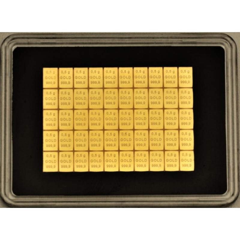 50 x 0,5g Gold Combibarren / Goldtafel / Tafelbarren