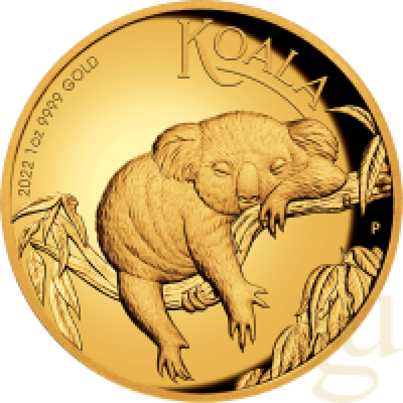 1 Unze Goldmünze Australien Koala 2022 polierte Platte - High Relief