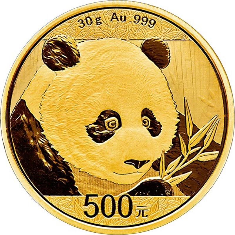 30 gramů zlatá mince China Panda 2018