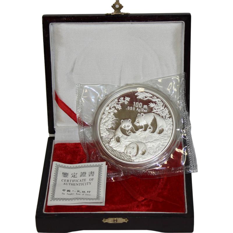 12 unce stříbrná mince China Panda 1992 proof