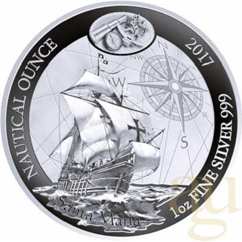1 Unze Silbermünze Ruanda Nautical Serie - Santa Maria 2017 - polierte Platte