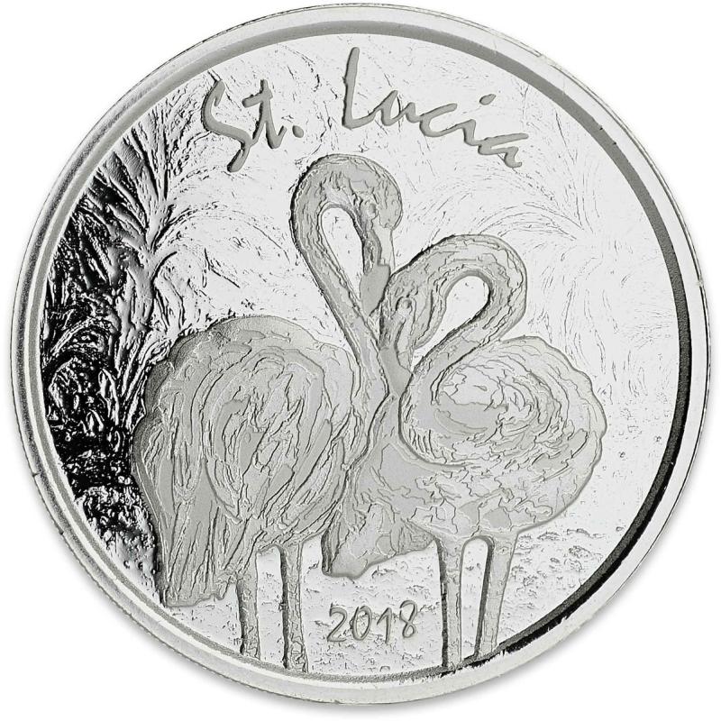 1 unce stříbrná mince EC8 St. Lucia - Flamingo 2018