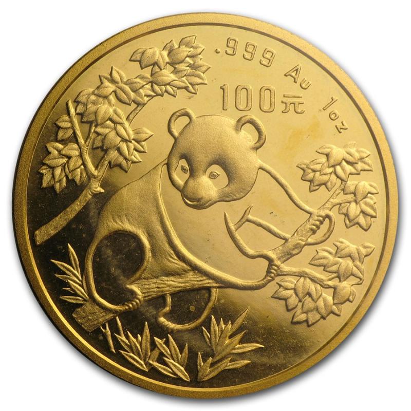 1/10 uncí zlatá mince China Panda 1992