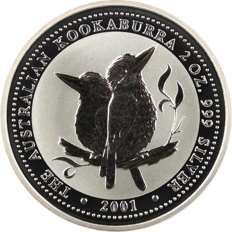 2 unce stříbrná mince Austrálie Kookaburra 2001