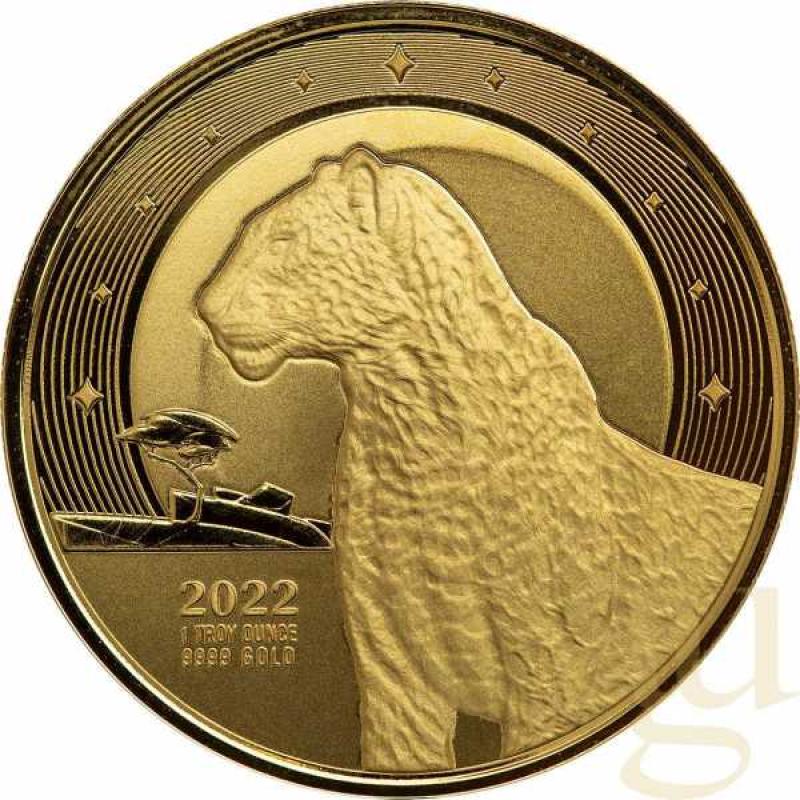 1 Unze Goldmünze Afrika Ghana Leopard 2022 - polierte Platte