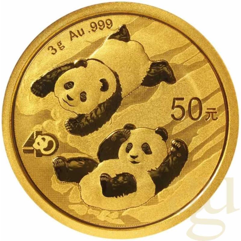 3 gramů zlatá mince China Panda 2022