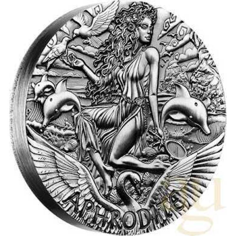 2 Unzen Silbermünze Tuvalu - Gods of Olympus - Aphrodite 2015 Antik Finish High Relief