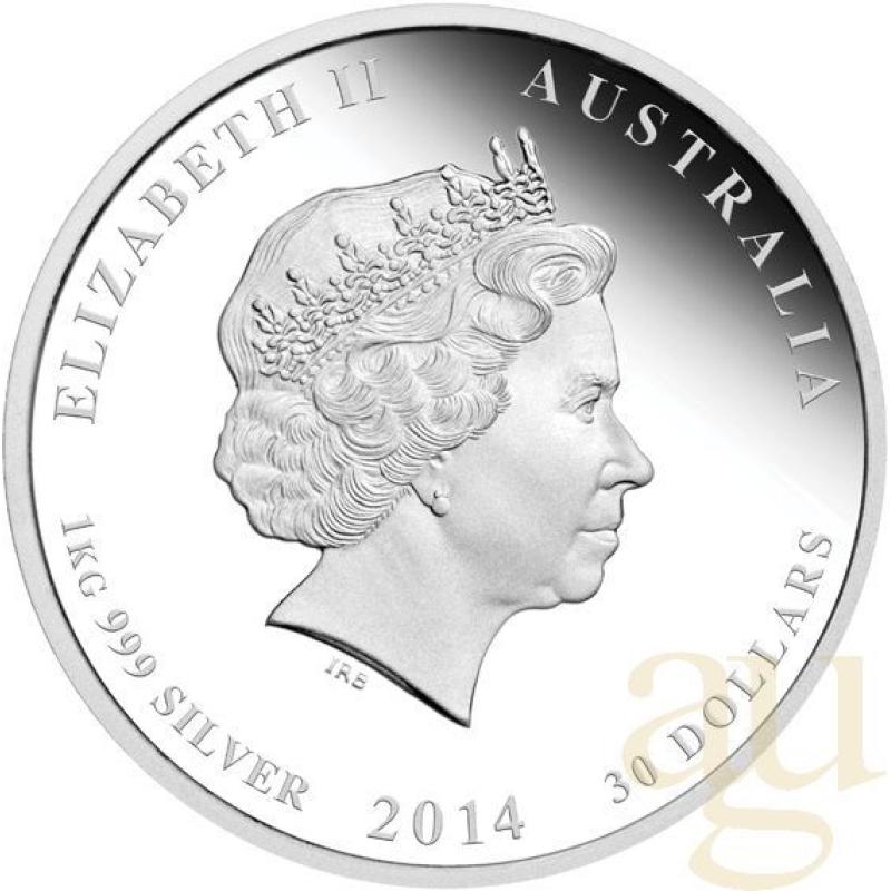 1 Kilogramm Silbermünze Australien Lunar II Pferd 2014 polierte Platte