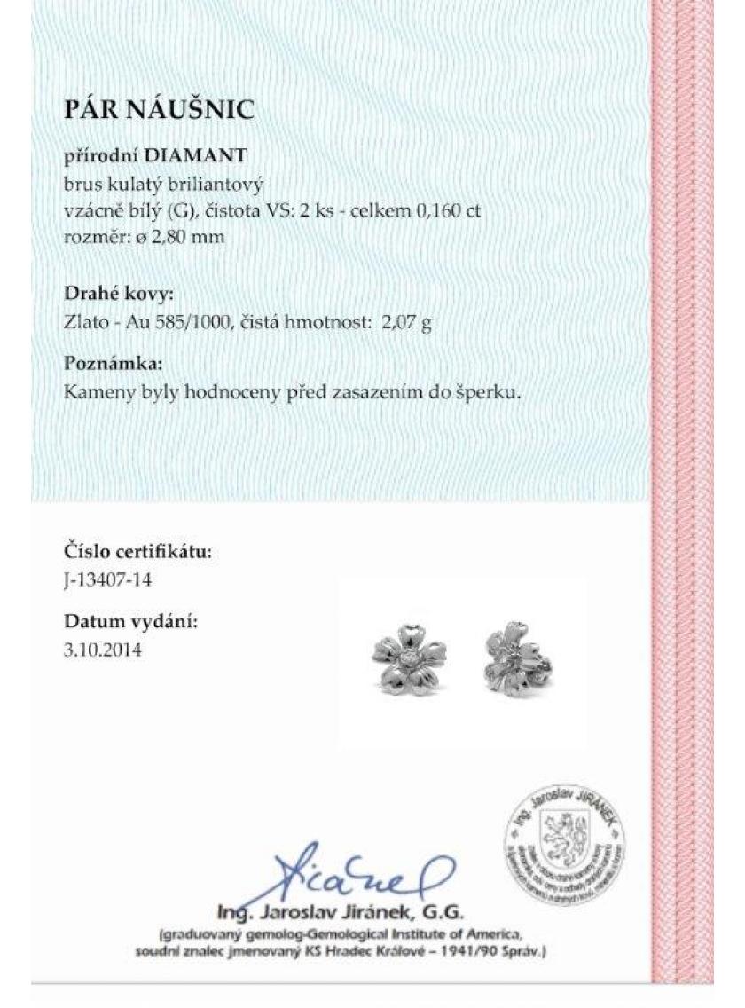 Náušnice AU 585/1000 prírodný Diamant 2. 07gr OPTIMA DIAMANT JO1340704