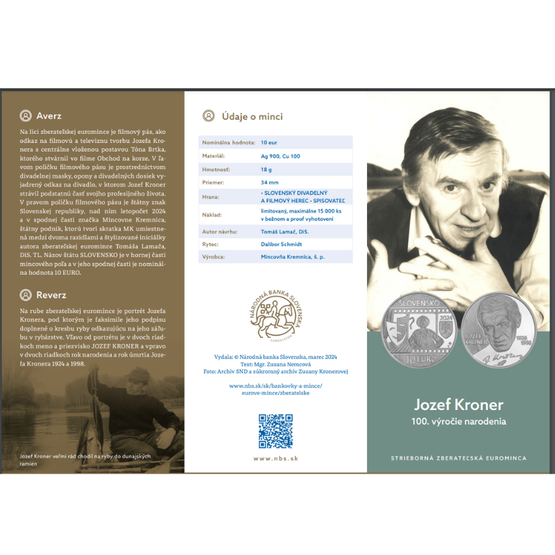 2024-PSM 10 eur Jozef Kroner -100. výročie narodenia