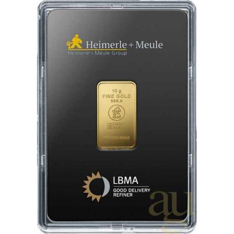 10 Gramm Goldbarren Heimerle + Meule