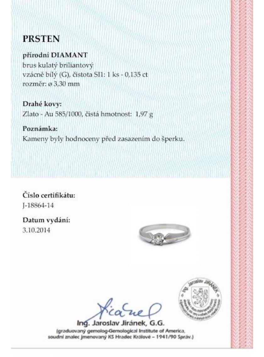 Prsteň prírodný diamant OPTIMA DIAMANT AU 585/000 1,97gr JO1886401