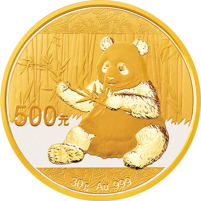 30 gramů zlatá mince China Panda 2017