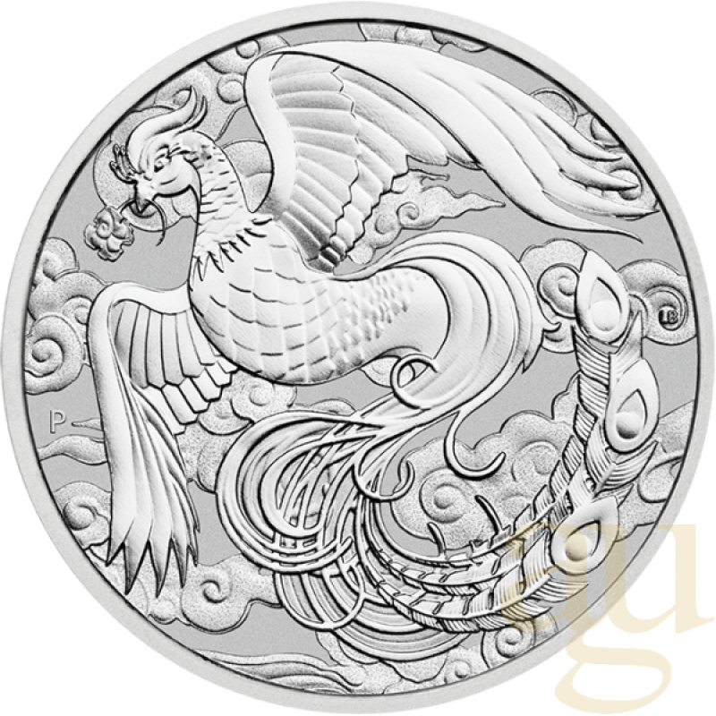 1 Unze Platinmünze Australien Chinese Myths and Legends Phönix 2023 - Reverse polierte Platte