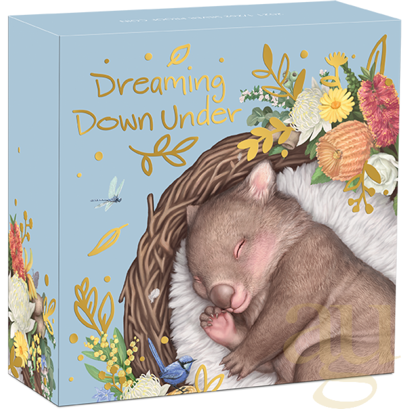 1/2 unce stříbrná mince Austrálie Dreaming Down Under - Wombat 2021 - proof color