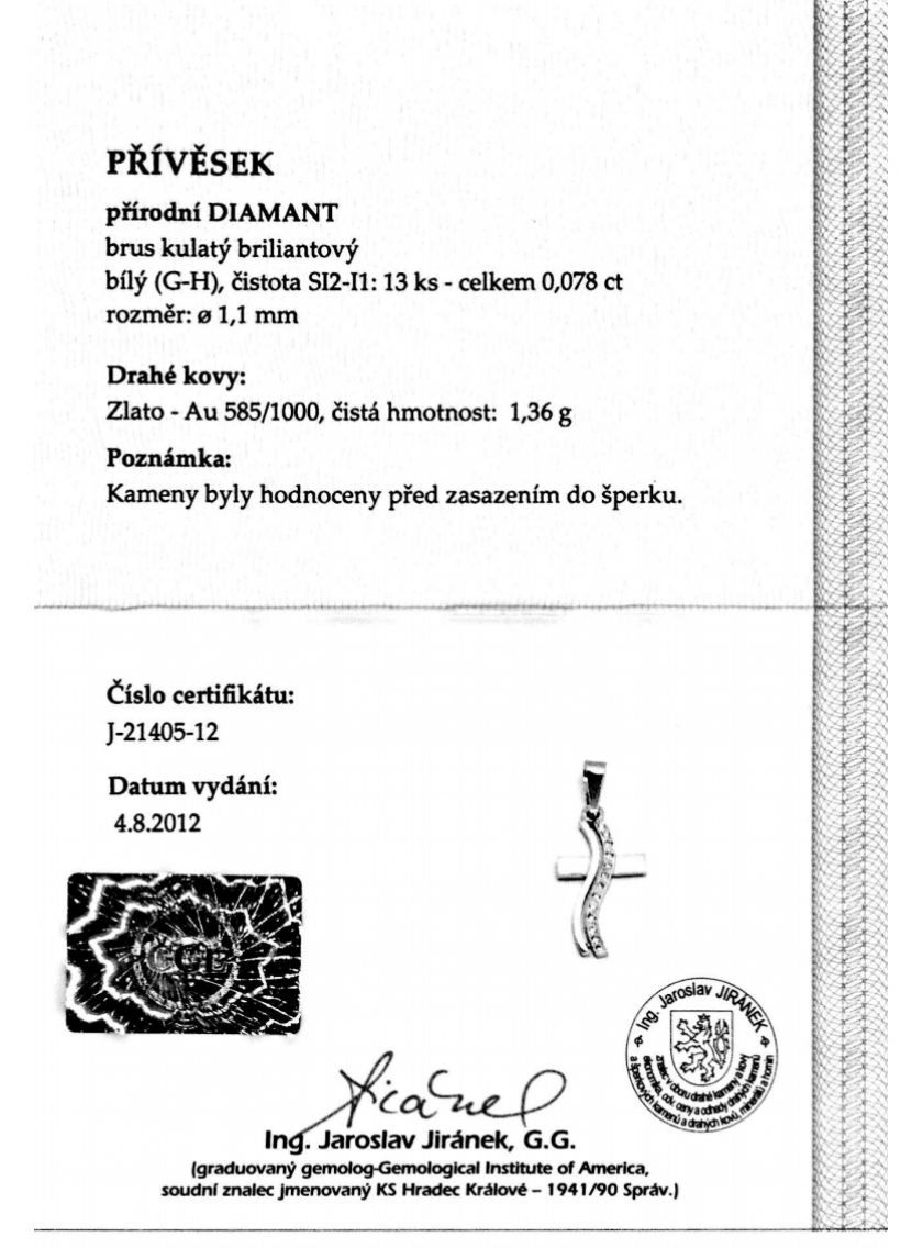 Přívěs AU 585/000 př.diamant 1;36g OPTIMA DIAMANT JO2140505