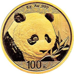 8 gramů zlatá mince China Panda 2018