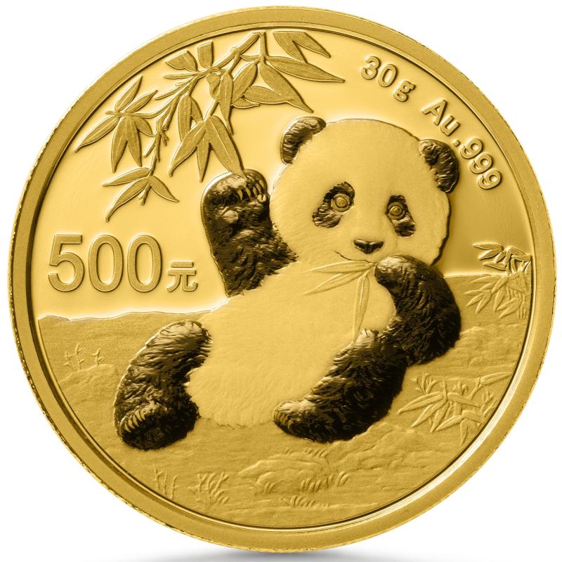 30 gramů zlatá mince China Panda 2020