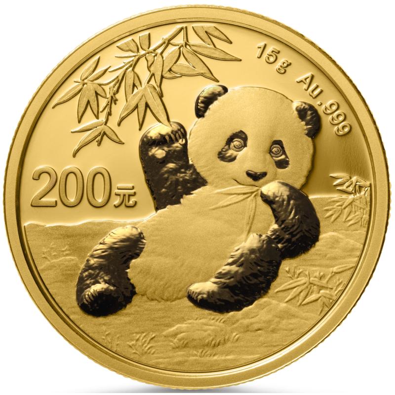 15 gramů zlatá mince China Panda 2020