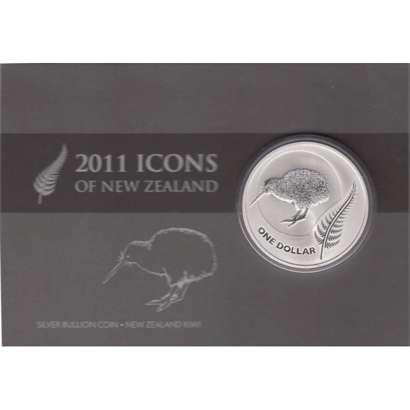 1 unce stříbrná mince Nový Zéland Kiwi 2009 in Blisterkarte