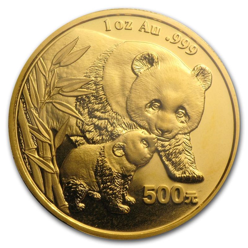 1/10 uncí zlatá mince China Panda 2004