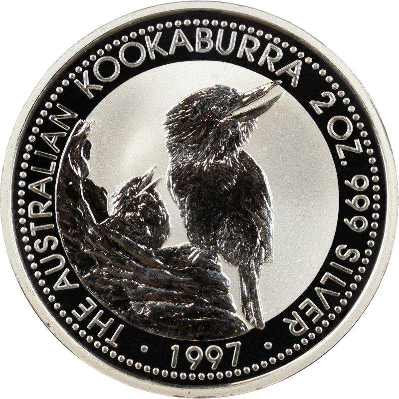 2 unce stříbrná mince Austrálie Kookaburra 1997